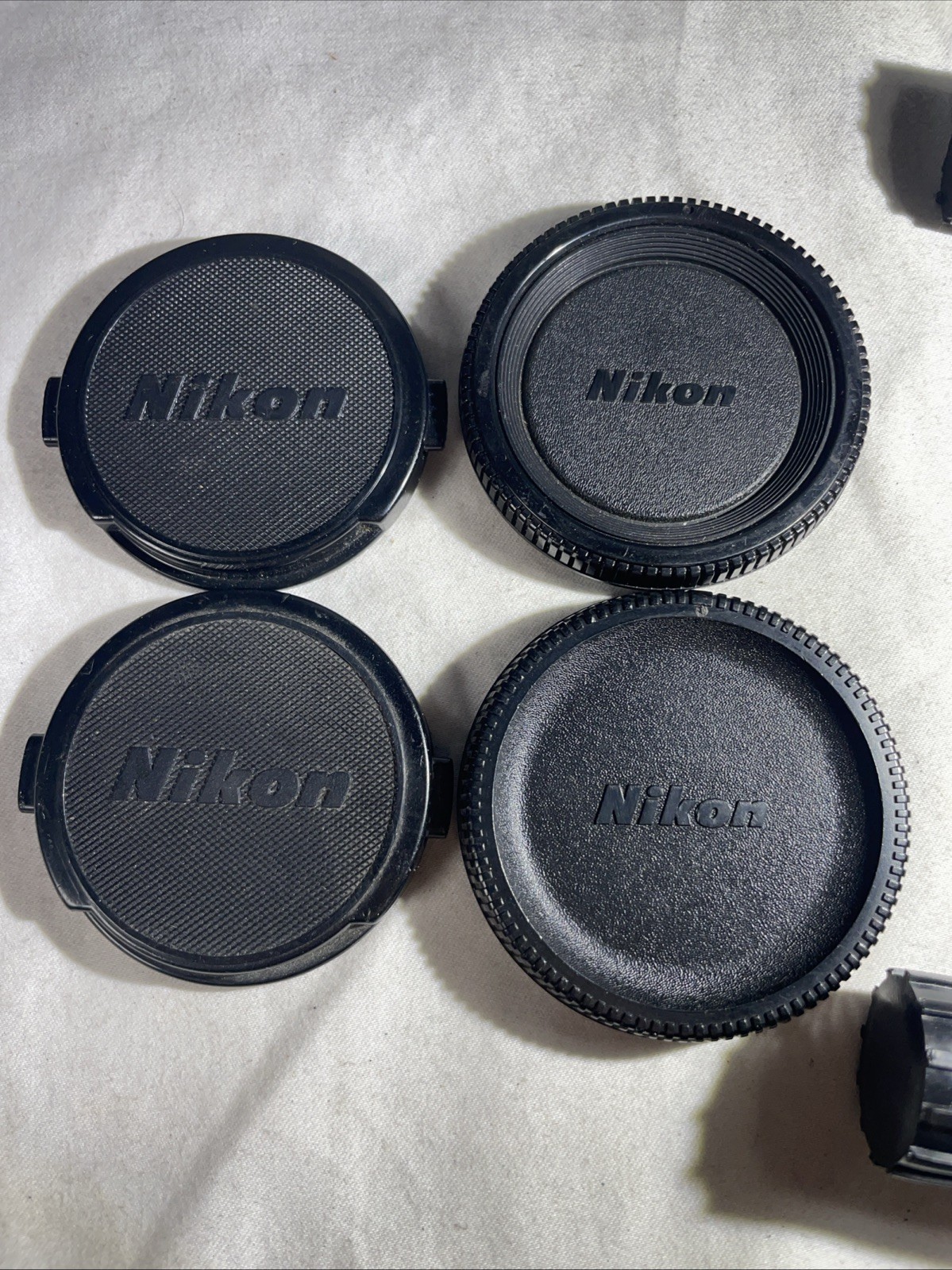 Nikon Lens Caps Lot – 2 Rear Caps + 2 Front 52mm Snap-On Caps – Made in Japan