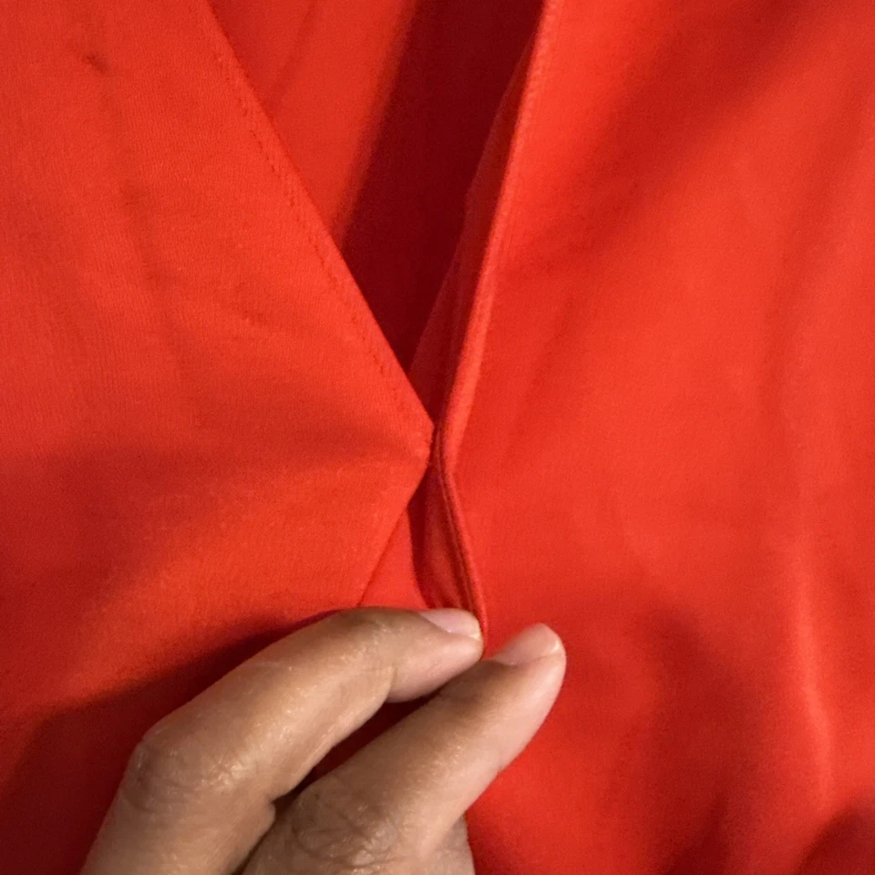 Worthington Red Satin Long Sleeve Midi Faux Wrap Dress - Size L - Image 4 of 4