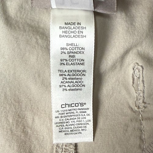 Chicos Pants Women 1.5 10 Tan Khaki Floral Embroidered Adjustable Length Pull On - Picture 15 of 17