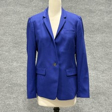 J Crew Blazer Womens 8 Blue Regent Wool One Button Lined Jacket Work