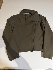 Athleta On The Move Assymetrical Zip Moto Jacket Women  s Size Small Olive Green