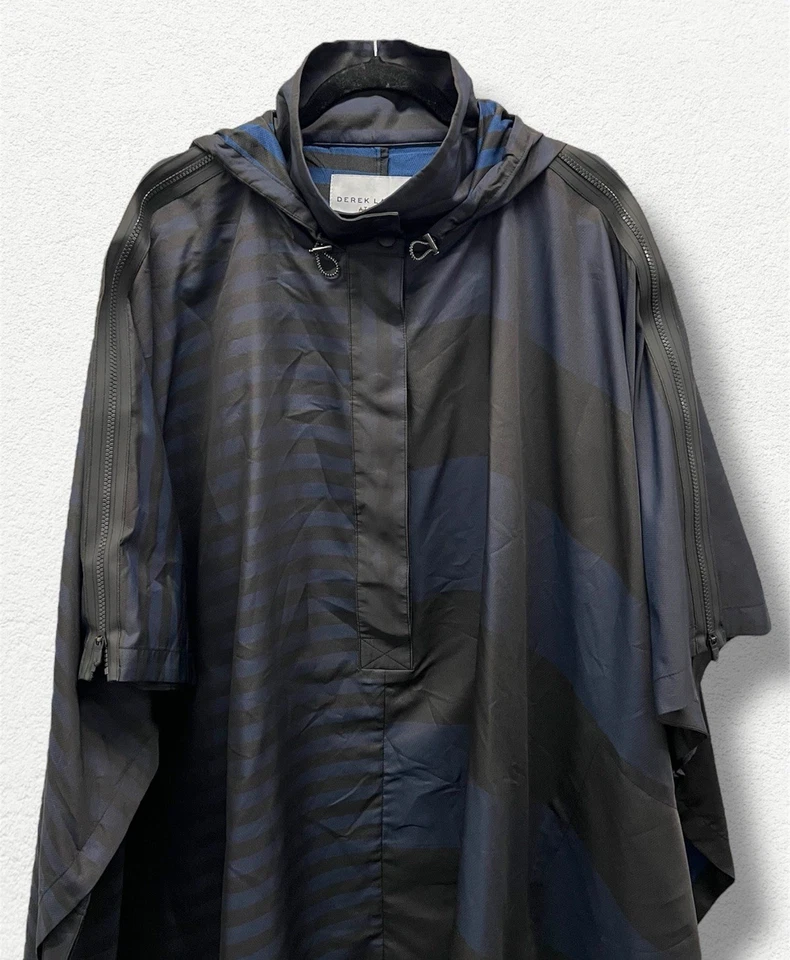 Poncho Derek Lam 10C x ATHLETA Rayas Negro y Azul Primavera 2016 Talla M/L Usado en Excelente Condición Foto 3 de 4
