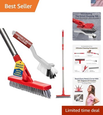 Handheld & Long-Handled Grout Scrubber with Adjustable Length for Easy Cleaning