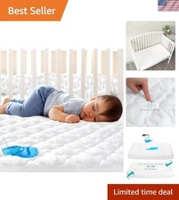 White Fitted Crib Mattress Protector - Ultra-Soft  Absorbent 52" x 28"