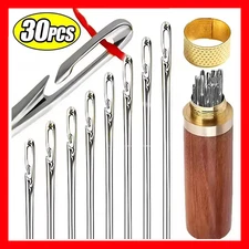 30pcs Self-Threading Side Hole Sewing Needles Stainless Steel Hand Stitching