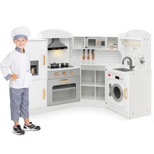 Kids Corner Wooden Kitchen Playset Chef Pretend Toy Set w/ Washing Machine