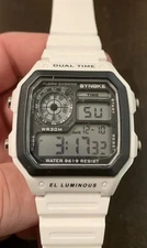 Synoke 9619 Mens Watch Digital Homage to Casio Royale James Bond Watch White