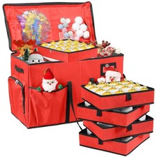 Christmas Ornament Storage Box,2-in-1 Christmas ornament organizer Christmas ...