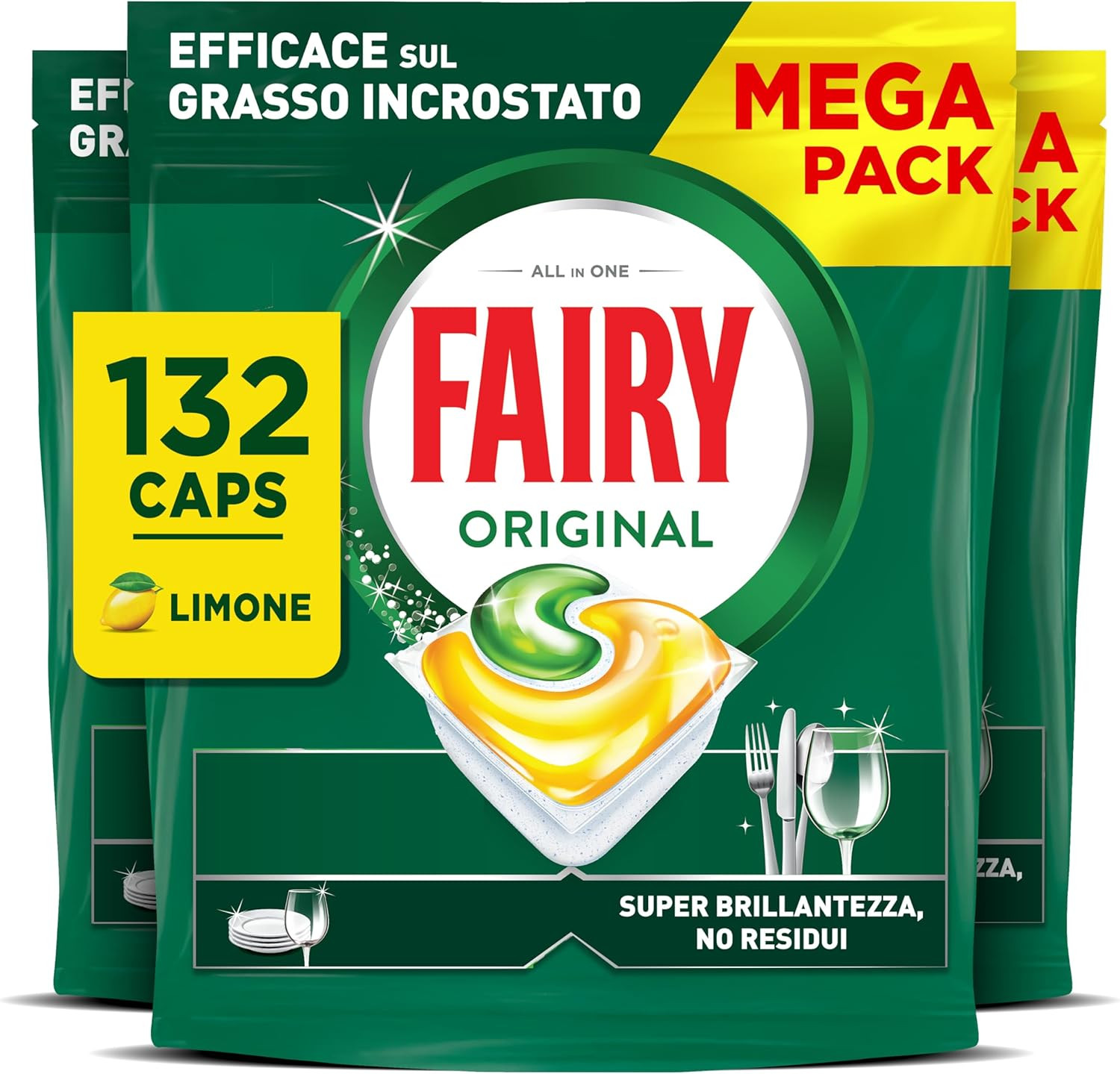 Detersivo Pastiglie Lavastoviglie Brillantante, 132 Capsule Lavastoviglie, Origi