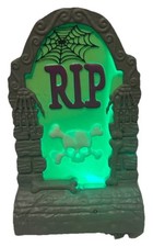 Seasonal Lighted Halloween Tombstone Decor Grey / Green. Batteries not included