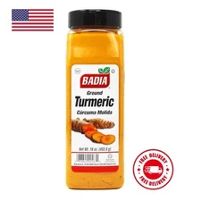 Badia Ground Turmeric Powder, Premium Curcuma Seasoning for Cooking 16 oz