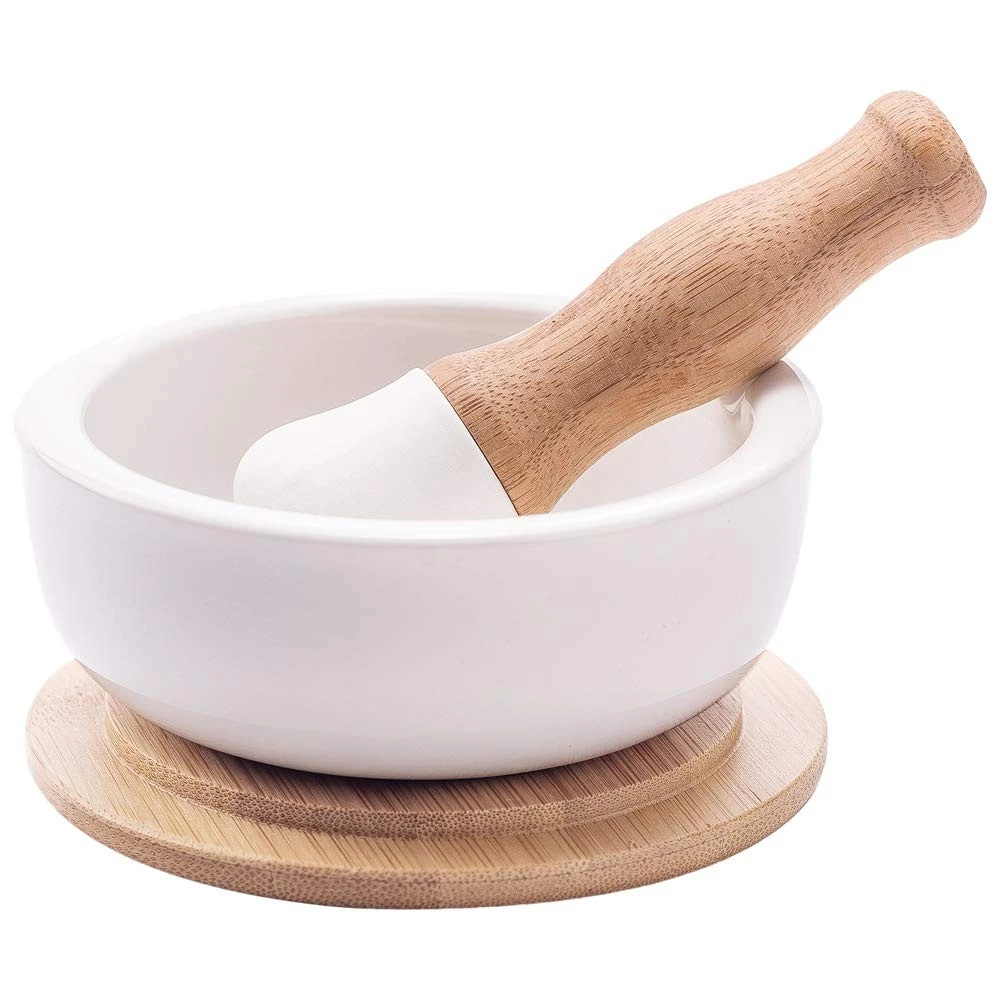Porcelain Mortar and Pestle Set – Pill Crusher Spice Grinder Herb Bowl Pesto ...