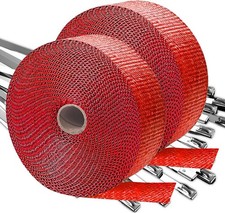2x100 Exhaust Heat Wrap - Fiberglass Shield Tape With 20 Stainless Ties