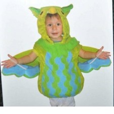 Green Owl Halloween Costume Plush Hooded Vest with Wings 6/12 mths Baby Unisex