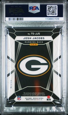 2024 PANINI OBSIDIAN #TSJJS JOSH JACOBS TRIFECTA SWATCHES-GOLD PSA