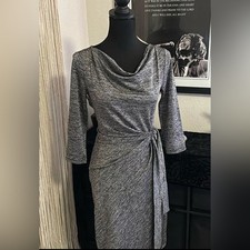 Ann Taylor Charcoal Gray Ruched Side Tie Dress size xs