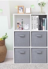 4 Pack 11 Inch Fabric Storage Cubes Foldable Shelf Organizer Bins Gray