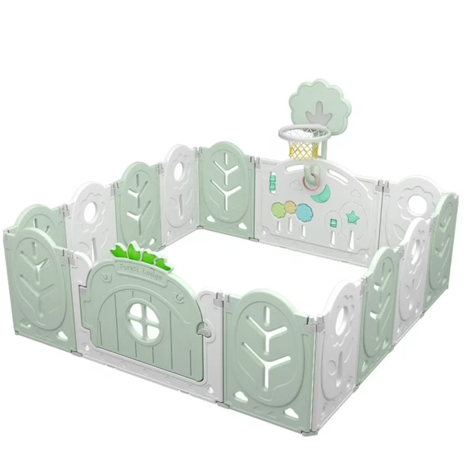 NUEVO Centro de actividades verde plegable de 14 paneles para bebés y mascotas parque infantil con puerta con cerradura Foto 2 de 4
