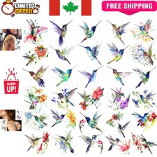 Unique Floral Hummingbird Temporary Tattoos - 15 Waterproof Sheets for All Ages
