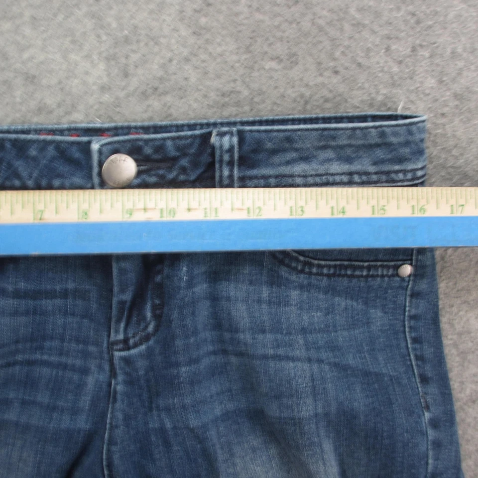 ELLE Jeans Womens 10 Blue Mid Rise Skinny Floral Embroidered Stretch Denim Pants - Image 3 of 4