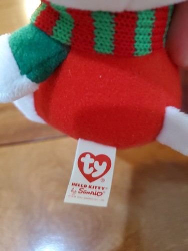 Hello Kitty TY Beanie Baby Christmas Holiday Sanrio Plush Scarf & Bow 6” - Picture 5 of 10