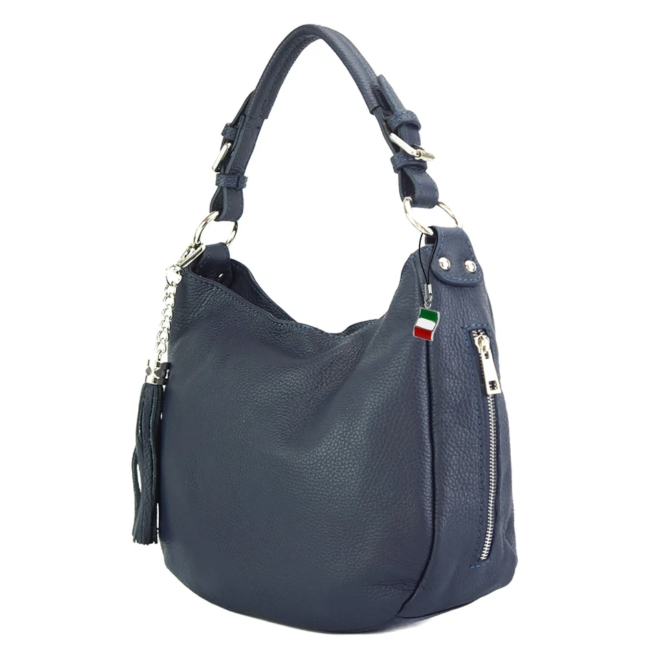 Florence Cuir Véritable Hobo Sac Femmes Bleu Sac à Bandoulière - Photo 3/4
