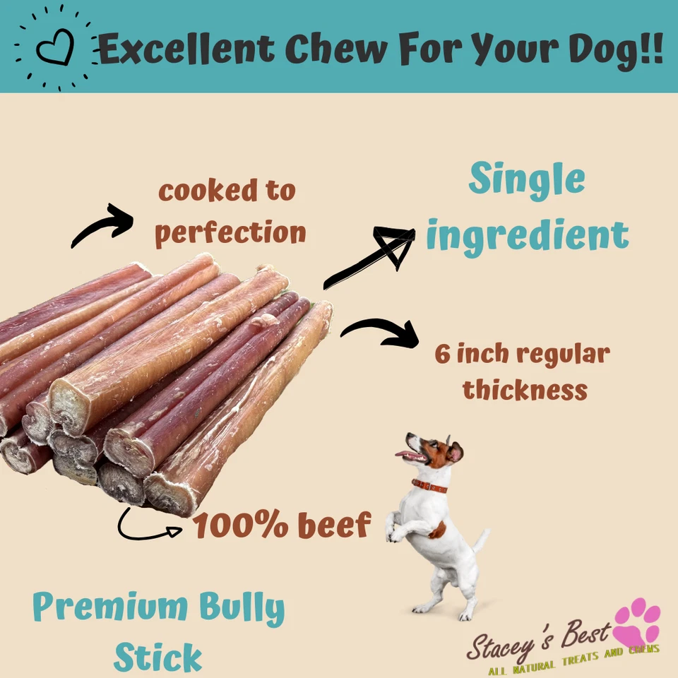 Stacey's Best 6 polegadas Bully Sticks Dog Chew Excellent Dog Treat (pacote com 15) - Imagem 2 de 4