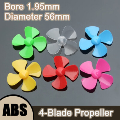 56mm 4-Blatt Propeller 1.95mm Loch Kunststoff Propeller Wind Blatt Boot Modell