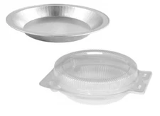 Handi-Foil 9" Deep Smooth Aluminum Foil Pie Pan Tin w/ Clear Hinged Container