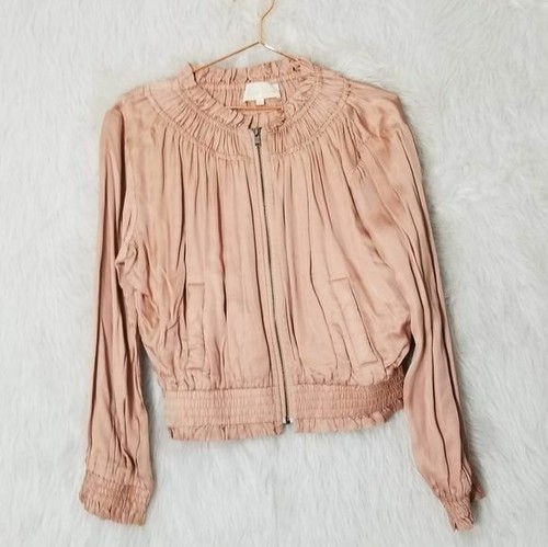 Love Sam Pink Smocked Full Zip Elastic 