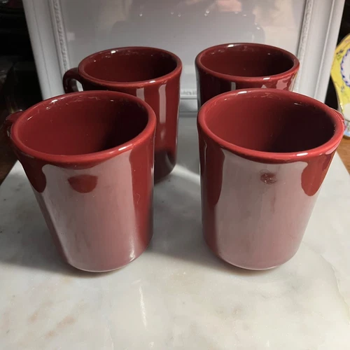 Lot of 4 Vintage Homer Laughlin Mugs Burgandy Color