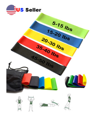 5 PCS Workout Resistance Bands Loop Set Fitness Yoga Booty Leg Exercise Band SET