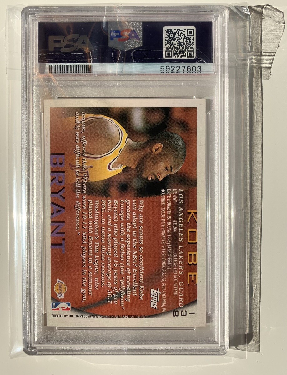 【NBA】Kobe Bryant 1996 Topps #138RC PSA9 1996 Topps Basketball Kobe Bryant Rookie #138 Psa 9 Mint