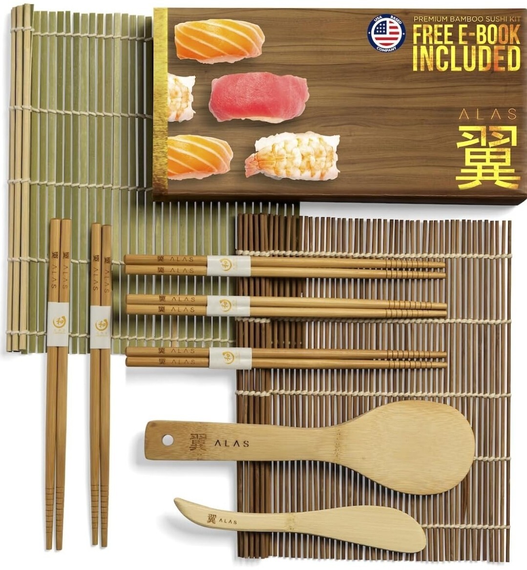 Instrumento Herramienta Cama Enrollador Para Hacer Sushi Con Accesorios Bambú