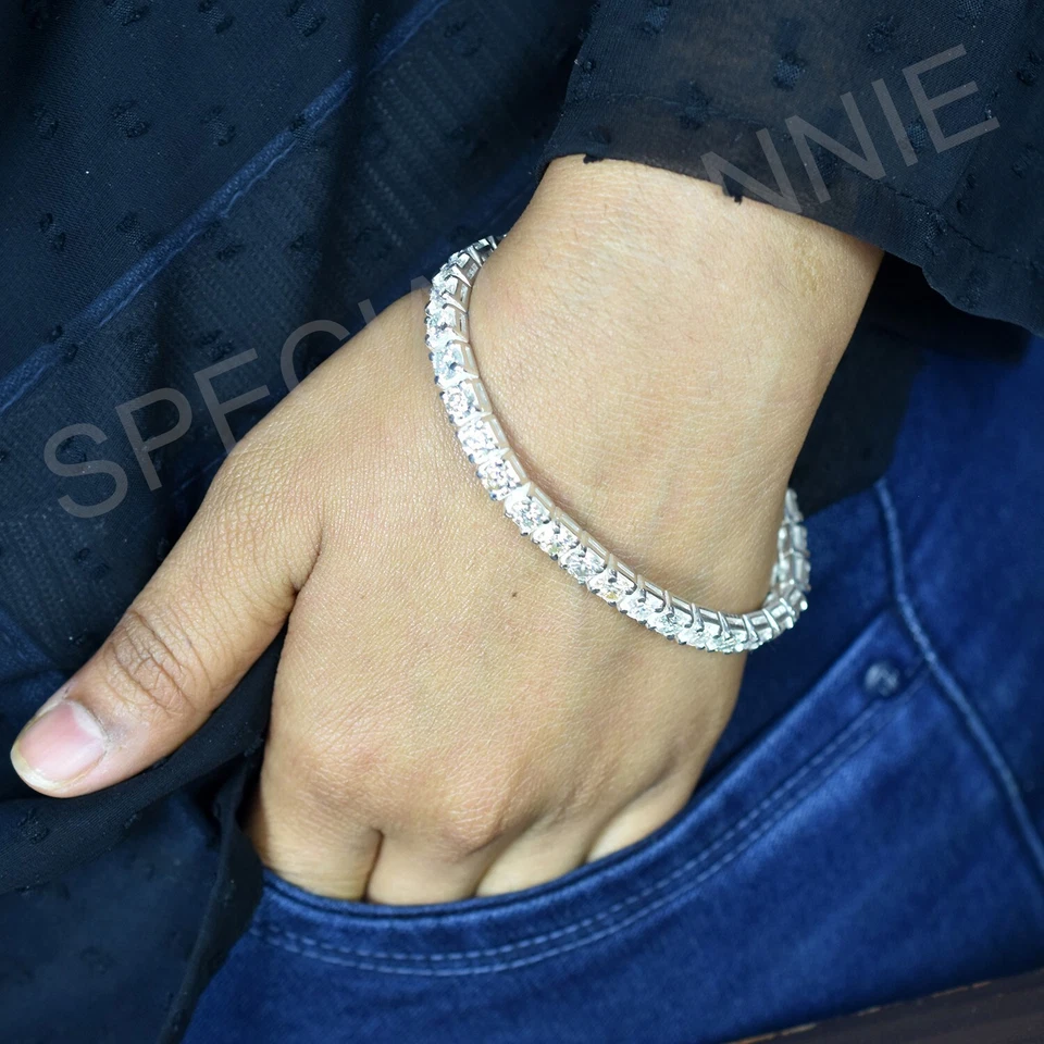 Certified 5.5mm White Diamond Tennis Bracelet-Great Luster! 925 Silver-VIDEO - Image 2 of 4