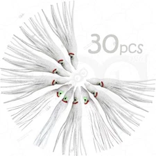 30pcs 4-3/4" White Squid Skirts Octopus Hoochies 12cm Fish soft plastic Lure New