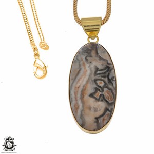 Authentic Porcelain Jasper 24K Gold Plated Pendant 3mm Snake Chain GPH1087