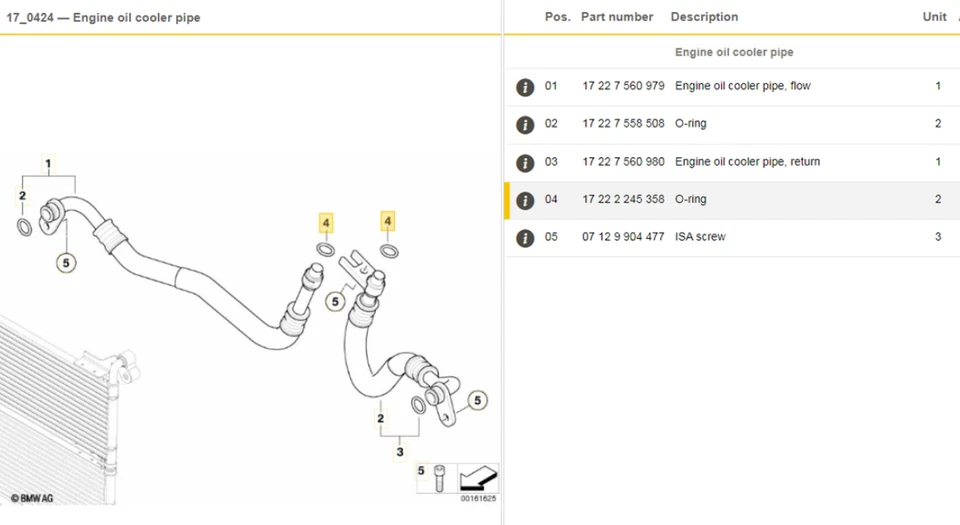Engine Oil Cooler Line Upper Pipe O-Rings Set Of 2 For BMW Models CRP - Image 4 of 4