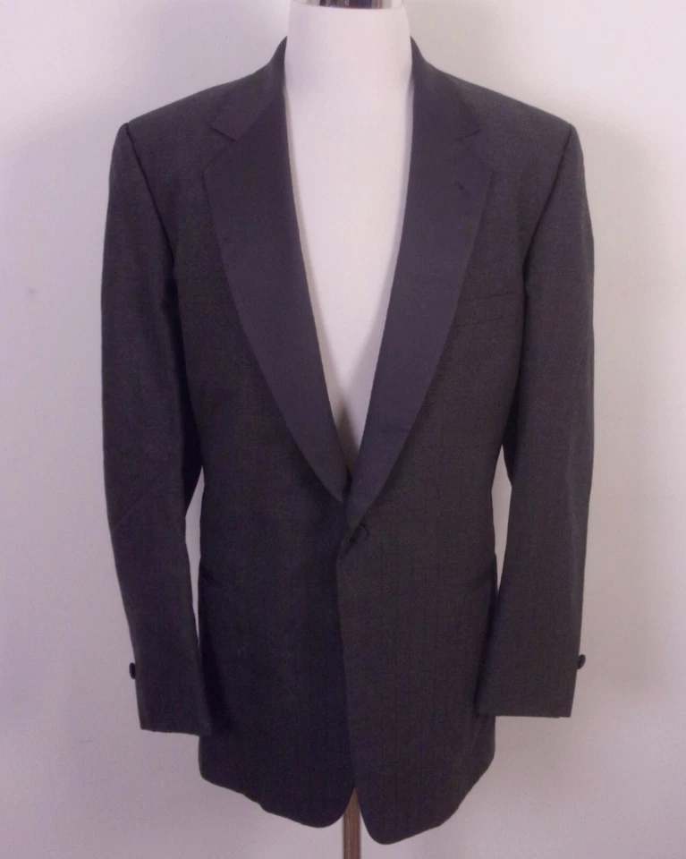 vintage EUC Lord West Gray Wool Striped 2 Pc Tux Tuxedo Formal Silk Lapels 46 XL - Image 2 of 4