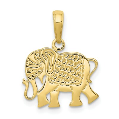 Echt 10kt Gelbgold strukturierter Elefant Anhänger