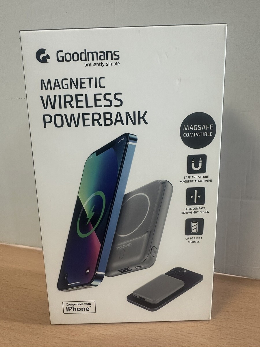 Goodmans Magnetic Wireless Power Bank iPhone Compatible 5000 mAh