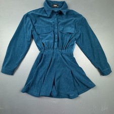Cider Corduroy Mini Dress Women’s XS Blue Long Sleeve Button Up Collared Vintage