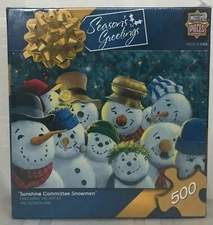 Master Pieces Sunshine Committee Snowmen 500 Piece Jigsaw Puzzle #30965 NIB