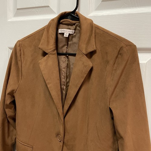 Sincerely Jules Rust Brown Faux Suede Blazer Women's S Lined - Picture 2 of 9