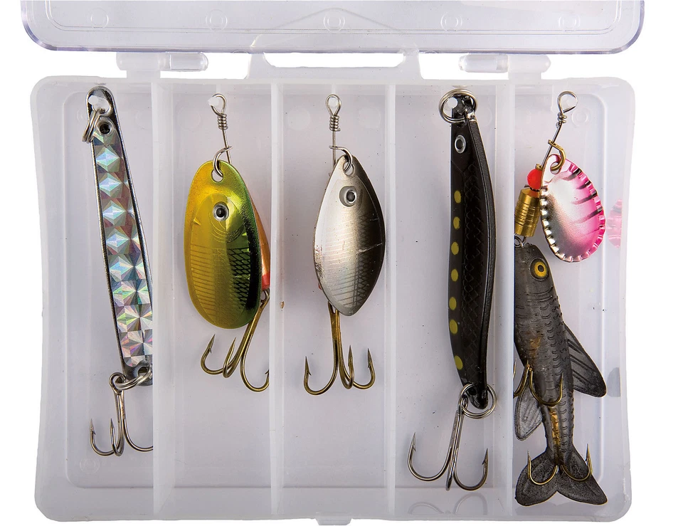Lineaeffe Spinner & Spoon Fishing Lure Selection in pocket lure box PIK091