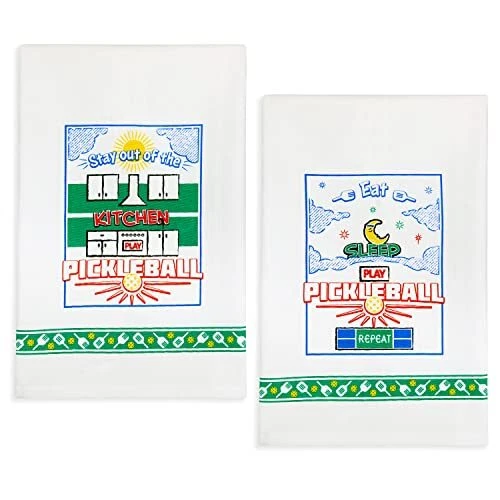 Pickleball Lover Cotton Kitchen Towel Set - Stay Out of The Kitchen and Eat S...