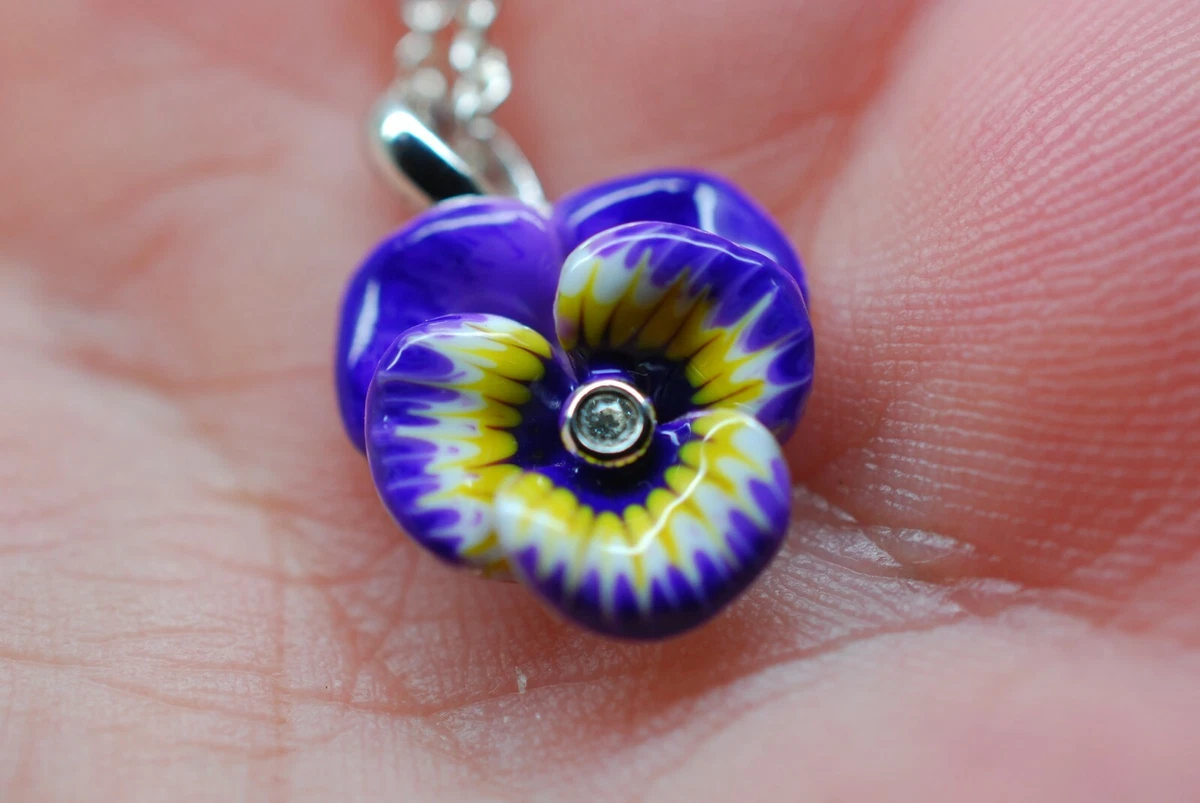 Silver pansy deals necklace