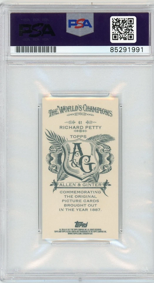2012 Topps Allen & Ginter MINI Richard Petty SIGNED 61 A&G Card PSA 10 AUTOGRAPH - Image 2 of 2