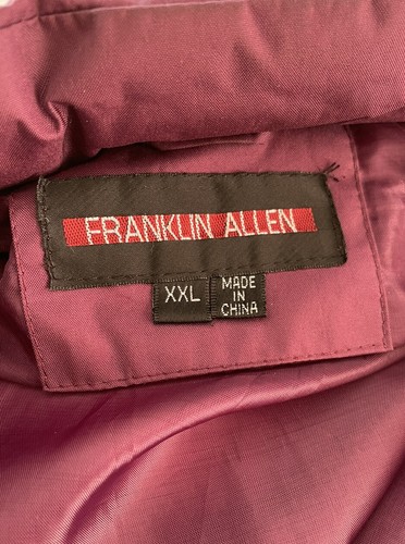 Franklin Allen Puffer Jacket Men Size XXL Burgundy Front Zip Long Sleeve Pockets - Picture 10 of 12
