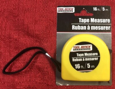 YELLOW TOOL BENCH TAPE MEASURE RULER 16FT 5M  WITH BELT CLIP